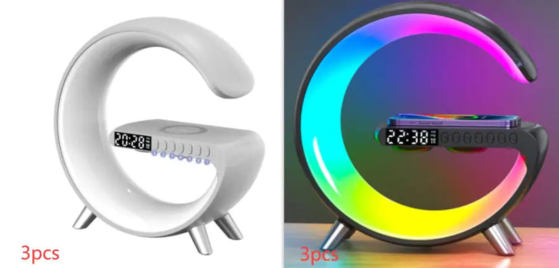 LED Lamp Bluetooth Speake Wireless Charger Atmosphere Lamp App Control For Bedroom Intelligent G Shaped LED Lamp