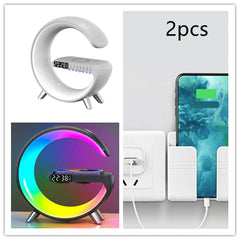 LED Lamp Bluetooth Speake Wireless Charger Atmosphere Lamp App Control For Bedroom Intelligent G Shaped LED Lamp